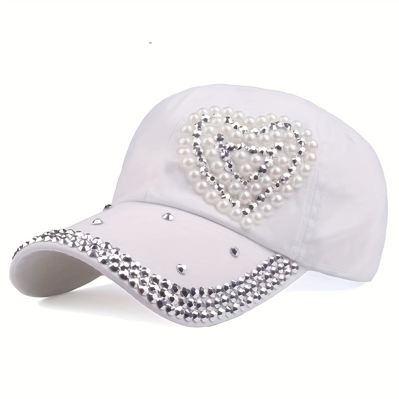 Women's Sparkling Heart-Shaped Rhinestone Hat