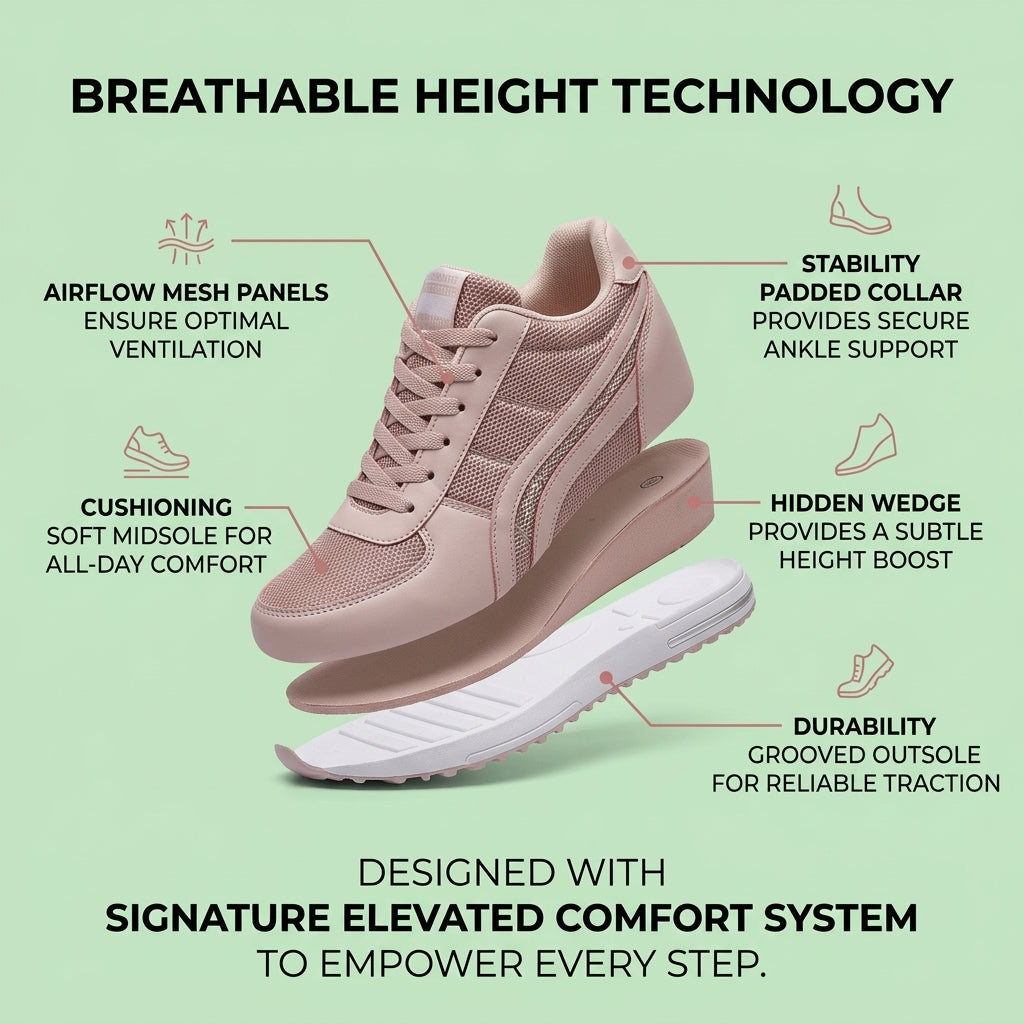 Breathable Height-Increasing Women's Sports Shoes