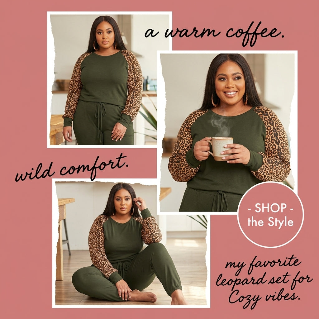 Plus Size 2-Piece Leopard Print Outfit for Women