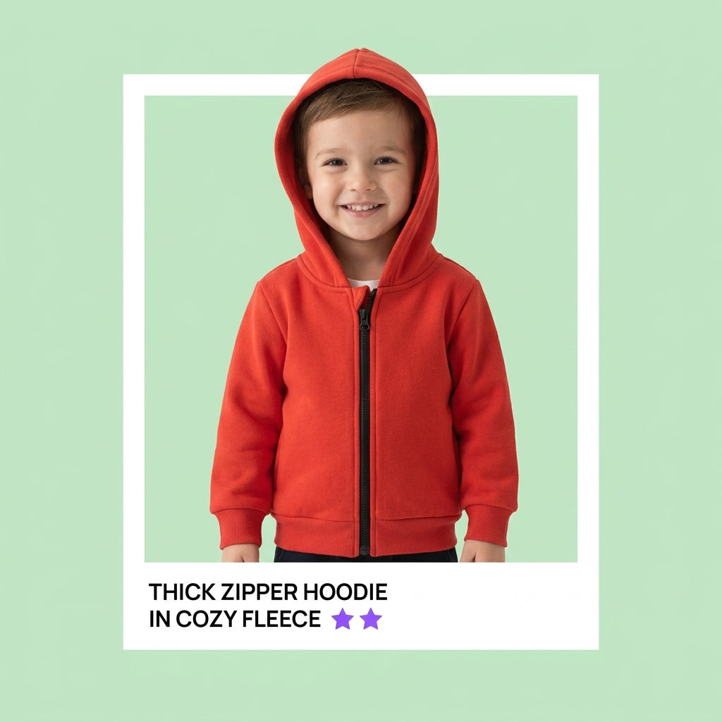 Warm Thick Zipper Hooded Sweatshirts for Toddlers