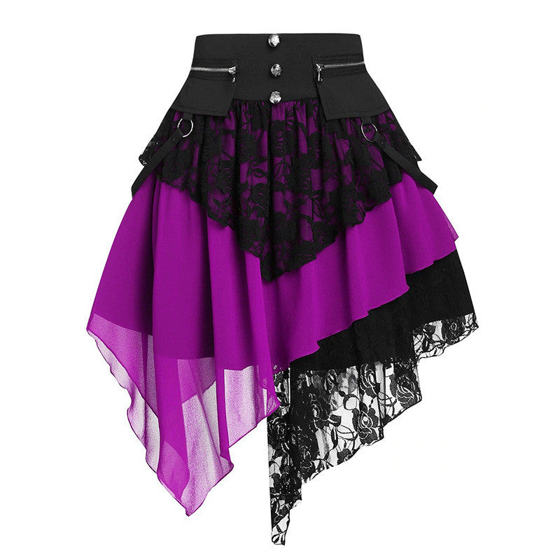 Fashion Summer Women's Irregular Lace Stitching Skirt