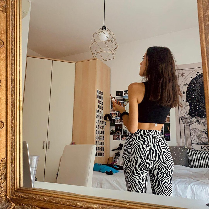 Zebra Print Wide-Leg Pants for Women