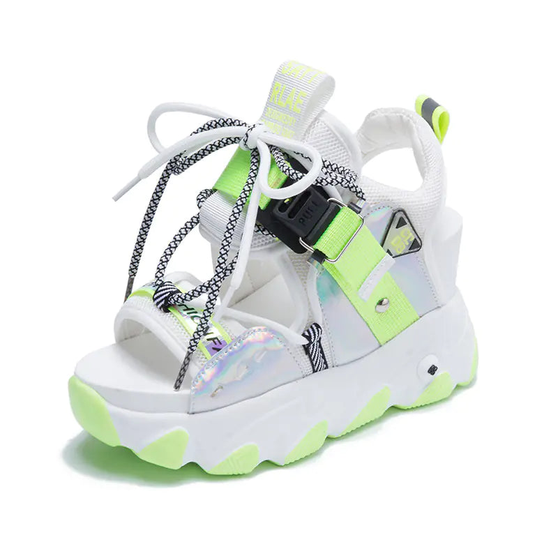 Women's Chunky Platform Lace-Up Wedge Sandals