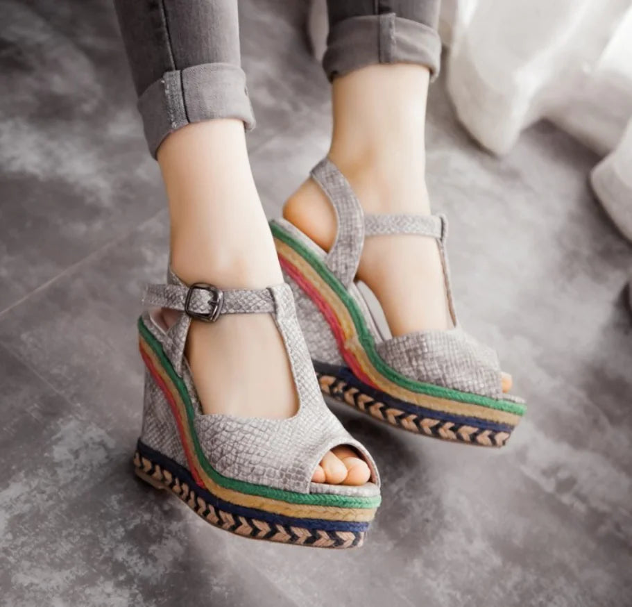 Thick-Soled Women's High Heel Wedge Sandals - Trendy Attic Store01