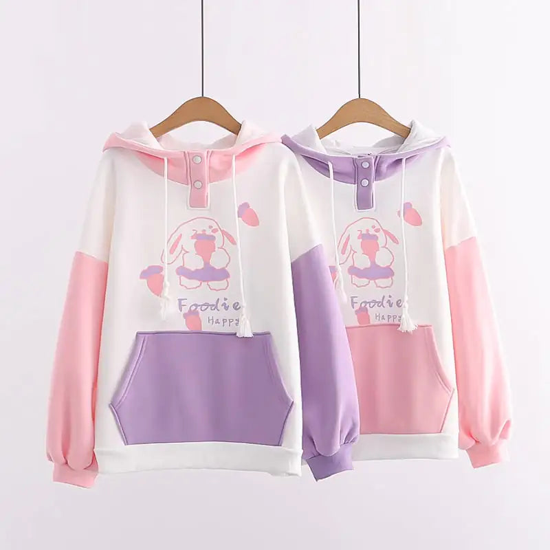 Colorblock Kapuzen-Fleece-Sweatshirt mit Taschen