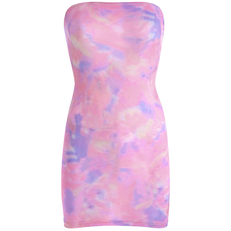Sexy Off-Shoulder Tie-Dye Bodycon Midi Dress
