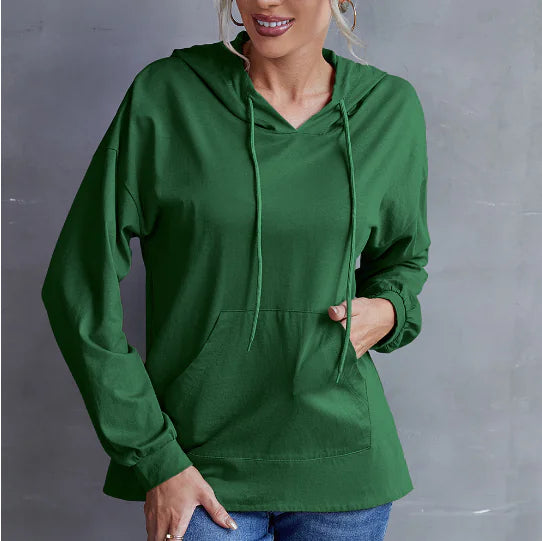 Plus Size Casual Hooded Sweatshirt with Pockets