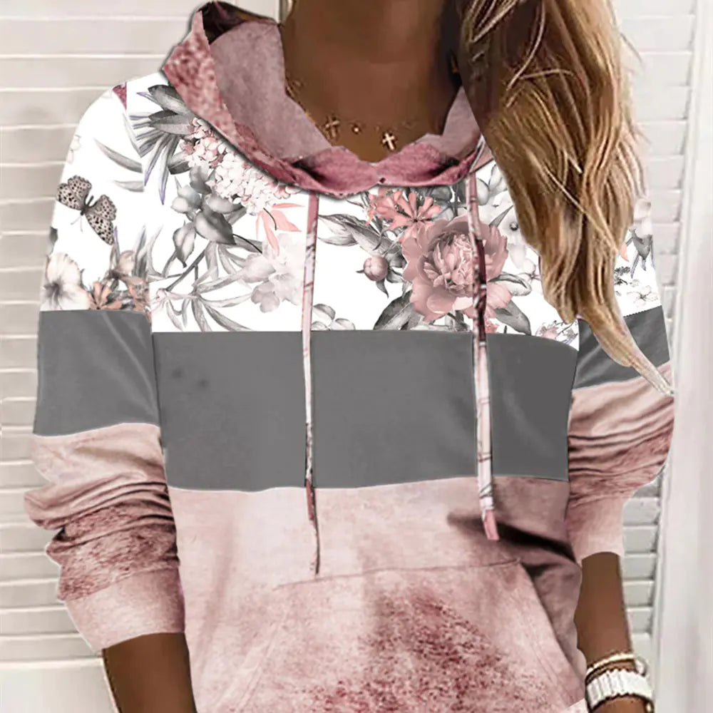 Kapuzen-Fleece-Sweatshirt mit Print