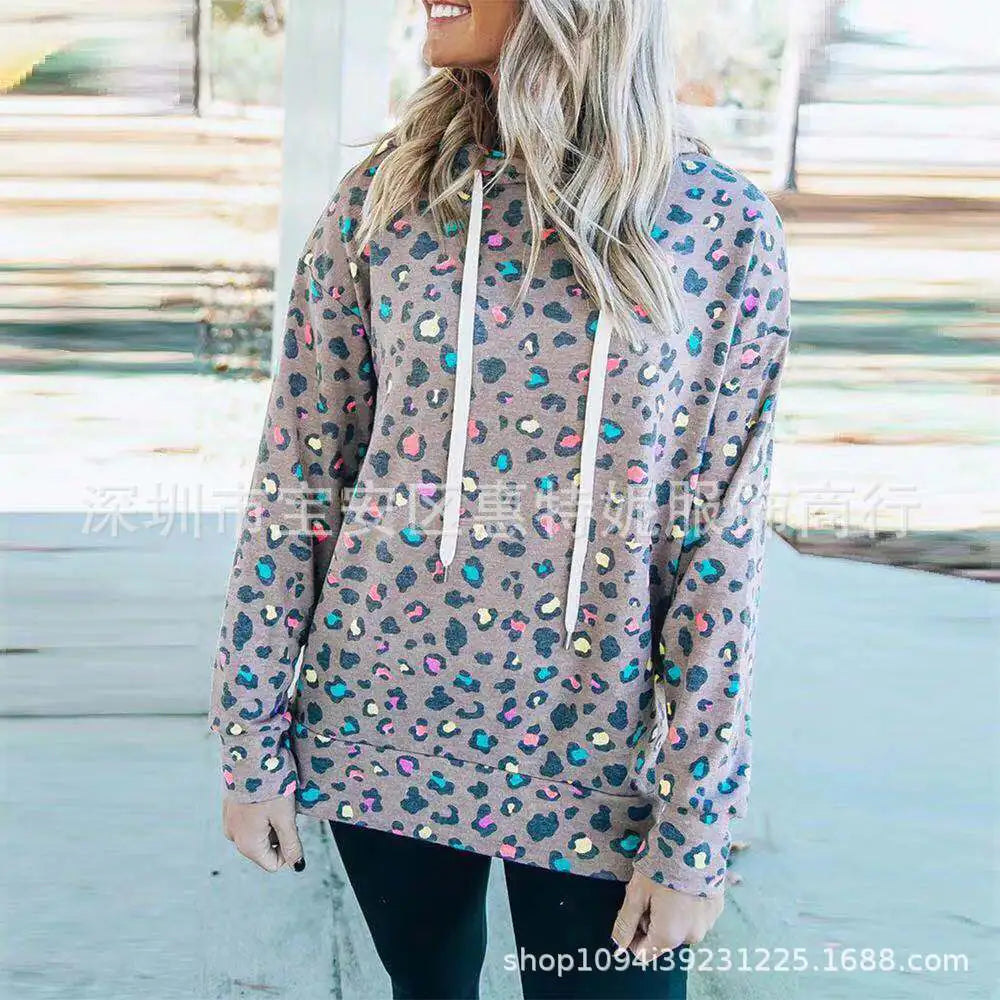 Fashionable Leopard Print Hooded Sweatshirt for Women