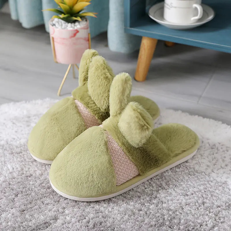 Thickened Rabbit Fur Indoor Home Slippers