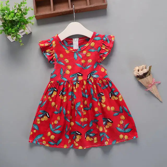 Vestido Floral de Algodón de Verano para Niñas con Nuevo Diseño