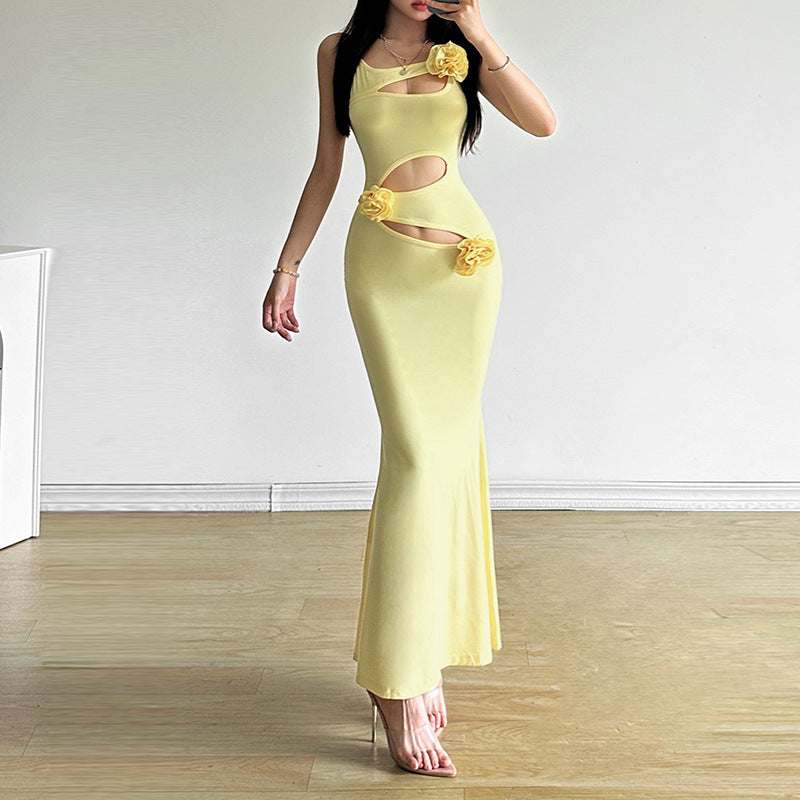 Elegantes, schmales Blumen-Sling-Kleid für Damen
