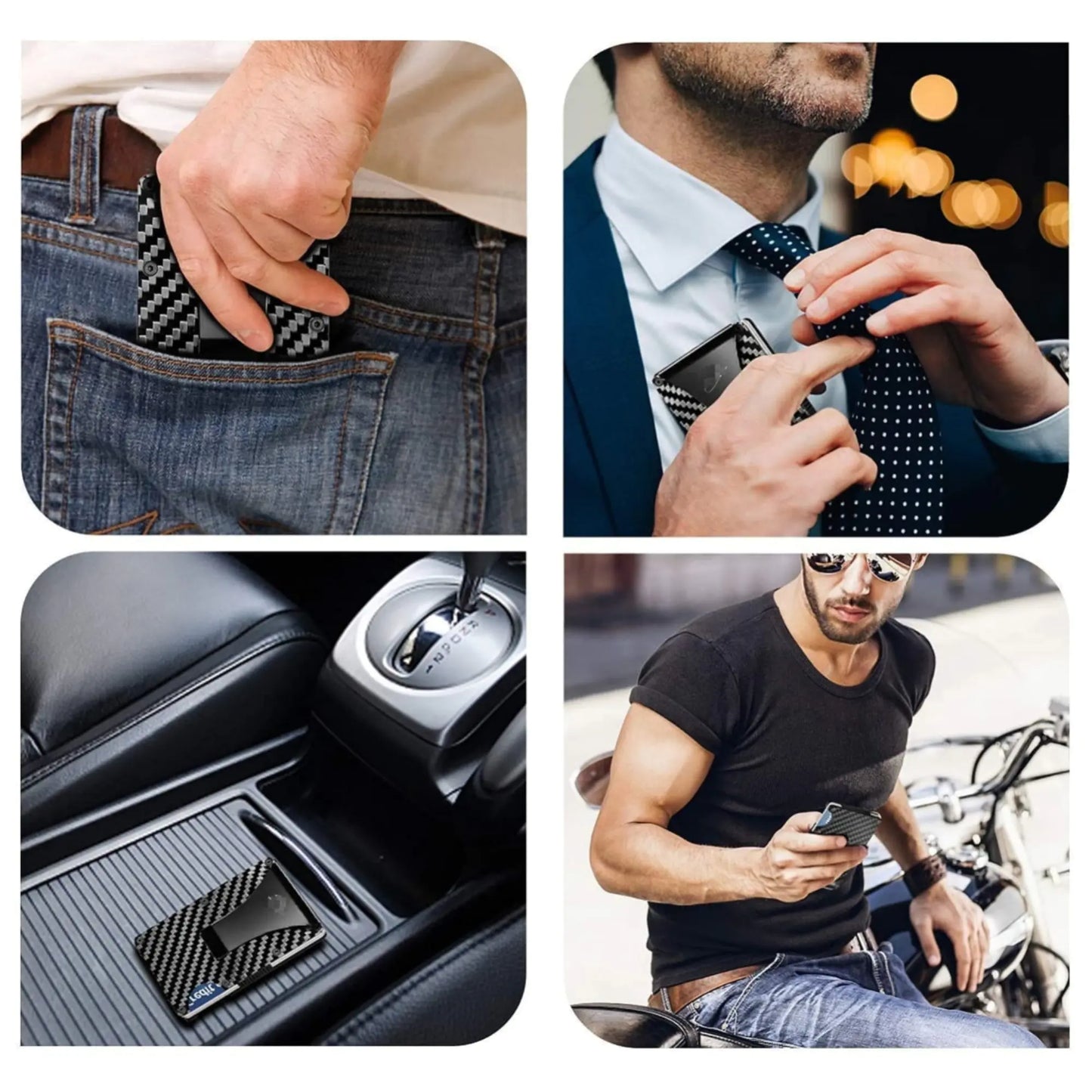 Carbon Fiber Minimalist Credit Card Holder & Money Clip Wallet for Men - Trendy Attic Store01
