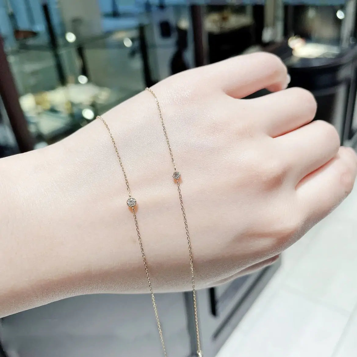 Pulsera de un solo diamante chapada en plata de ley 925