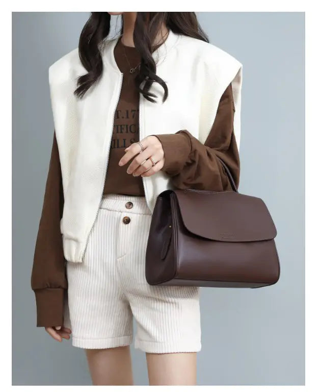 Women's Shoulder Bag - Simple PU Leather Commuter Bag