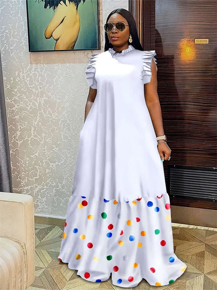 Wmstar Plus Size Dresses for Women Party Summer Clothes Patchwork Elegant Full Length Fashion Maxi Dress Wholesale Dropshipping - Trendy Attic Store01