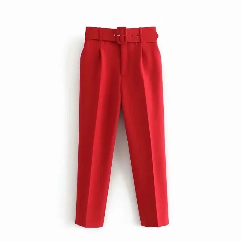 Fashionable Elegant High-Waisted Carrot Pants