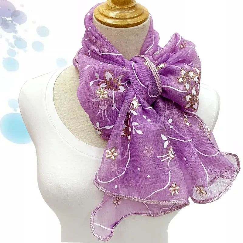 Lace Scarf Lightweight  Elegant  Print Silk Neckerchief Shawl Wraps