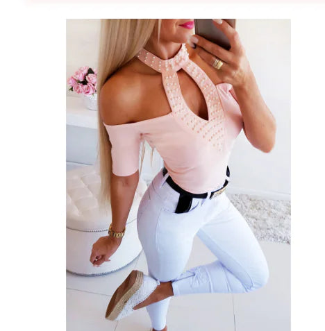 Shoulder Off Short Sleeve Top for Women