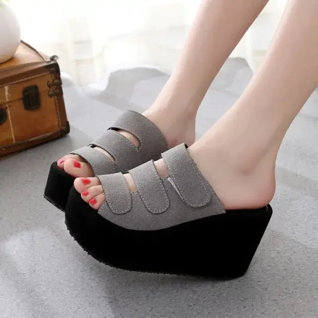 Women's Thick Sole Suede Slide Sandals - Trendy Attic Store01