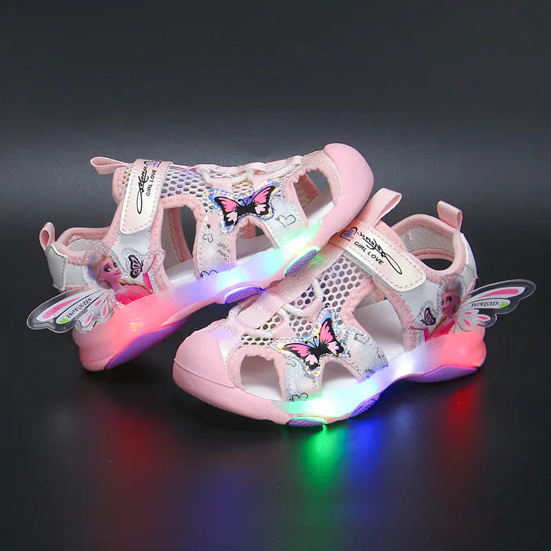 Sandalias de verano para niña con luces y suela blanda