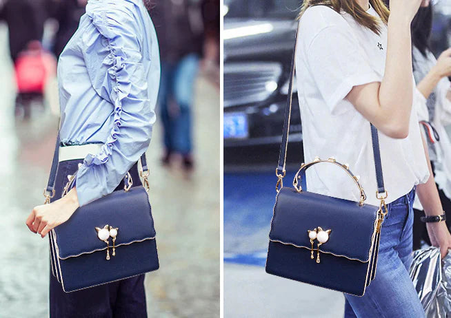 Round Handbag, Genuine Leather Women's Tote