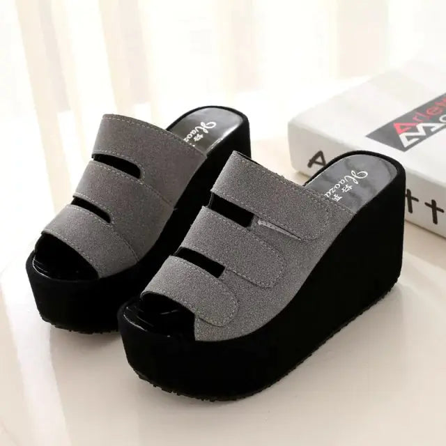 Women's Thick Sole Suede Slide Sandals - Trendy Attic Store01