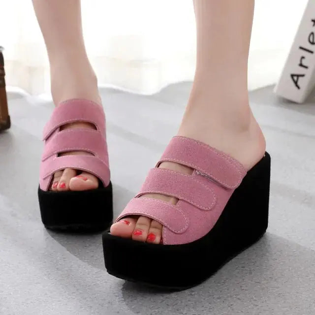 Women's Thick Sole Suede Slide Sandals - Trendy Attic Store01