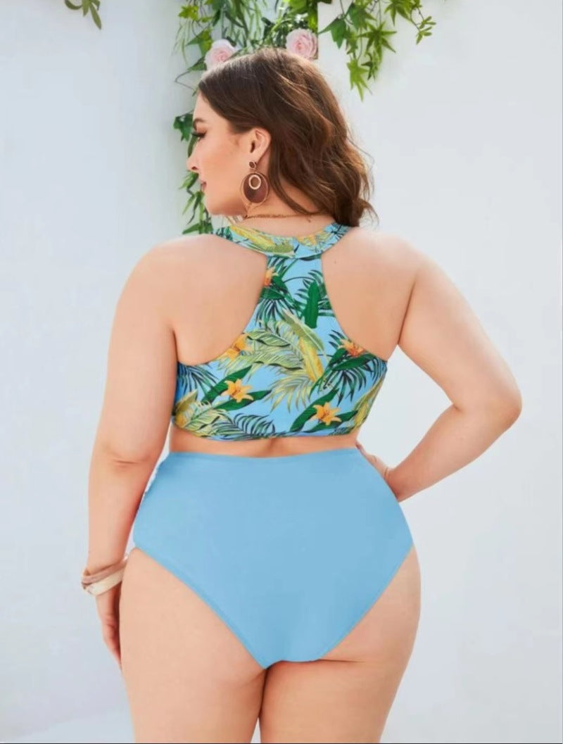 Große Größen High-Waist Digitaldruck Badeanzug