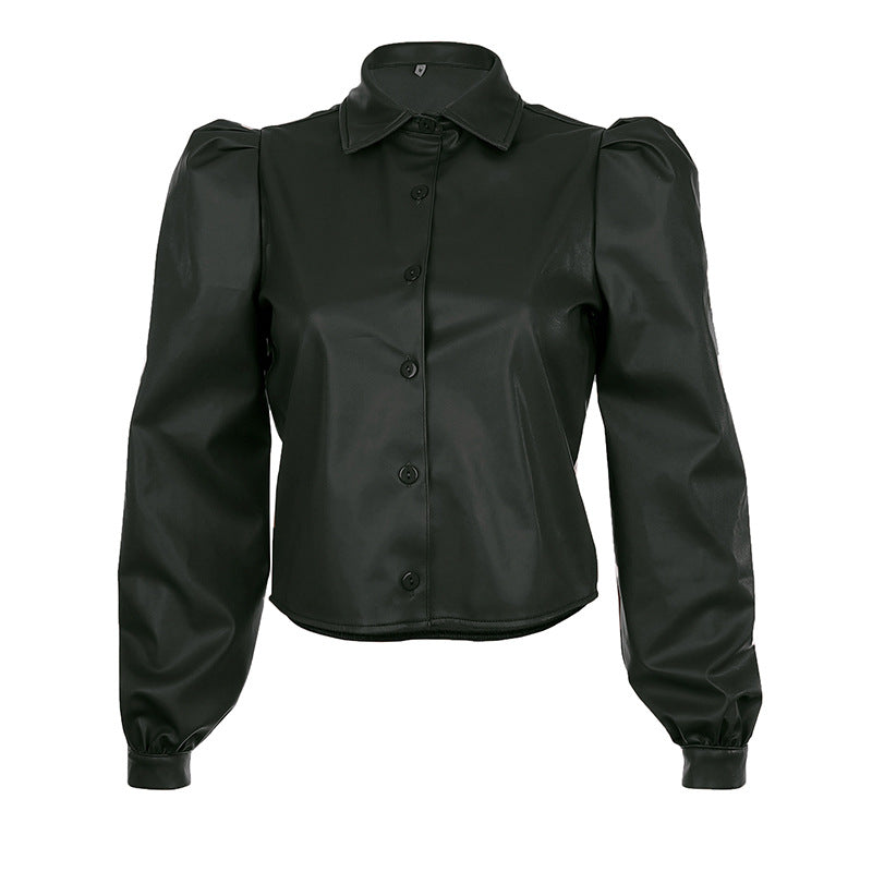 Herbst Winter Damen Edles Oberteil mit Puffärmeln