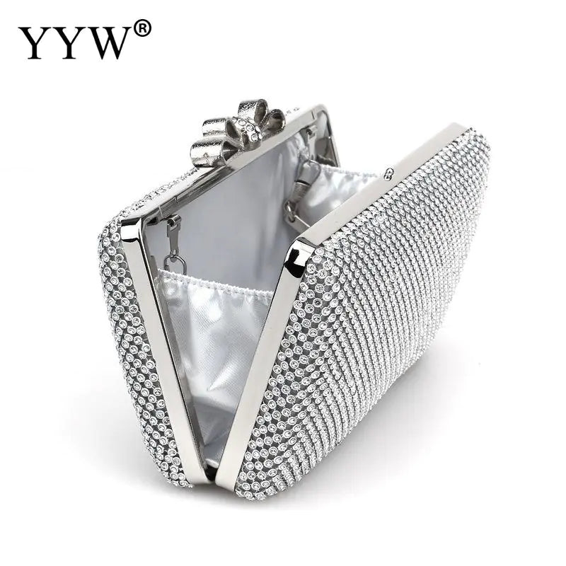 Silver Glitter Evening Clutch Purse for Women
