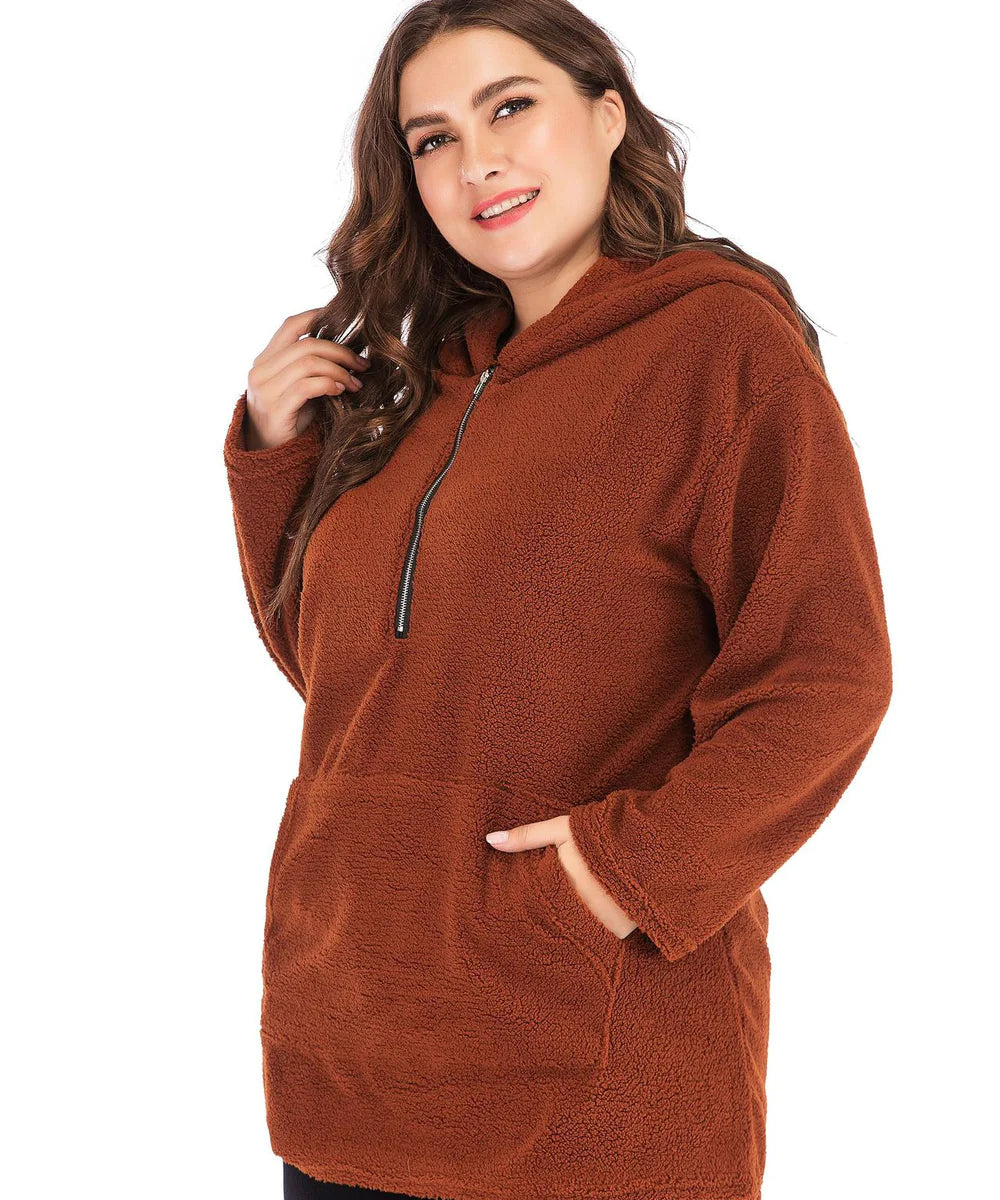 Plus Size Hooded Lamb Wool Sweater for Women