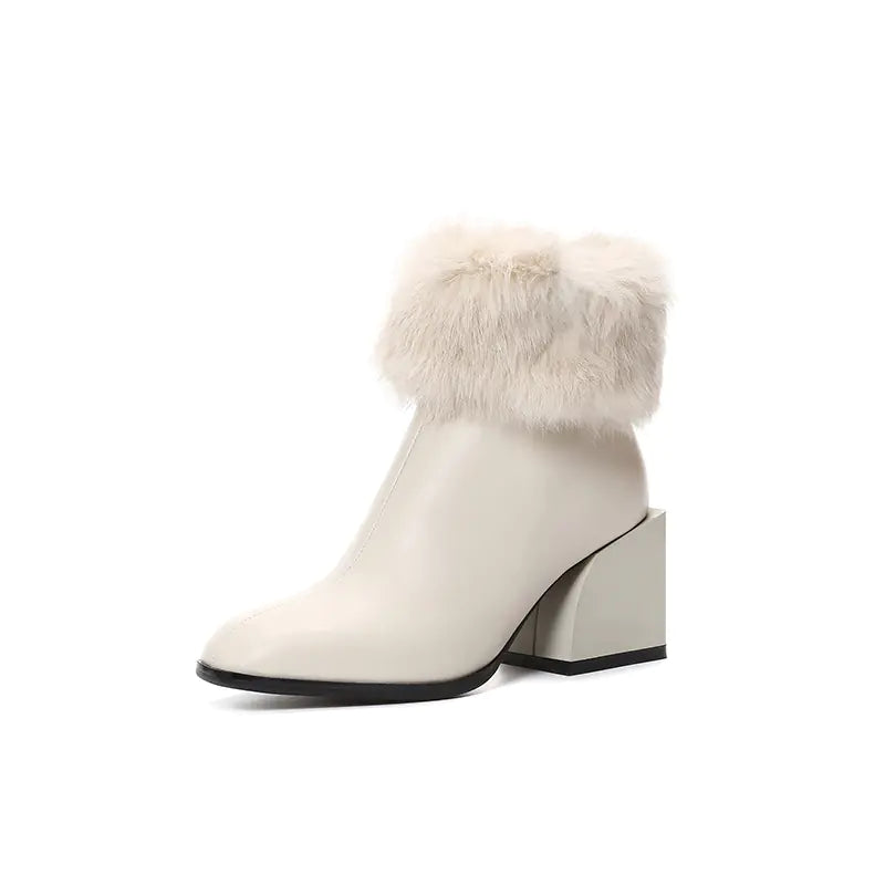 Genuine Leather Women's Boots with Chunky Heels