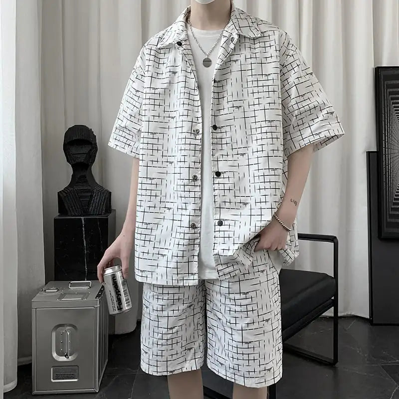 Casual Printed Cardigan and Shorts Set for Students
