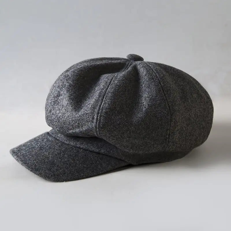 Octagonal Woolen Beret Hat for Casual Wear