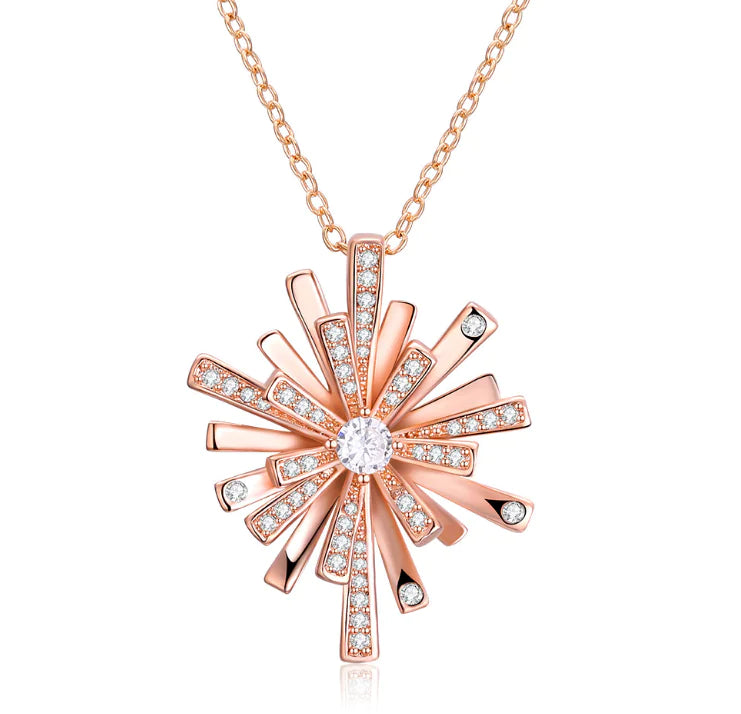 Christmas Snowflake Necklace with Diamond Accents