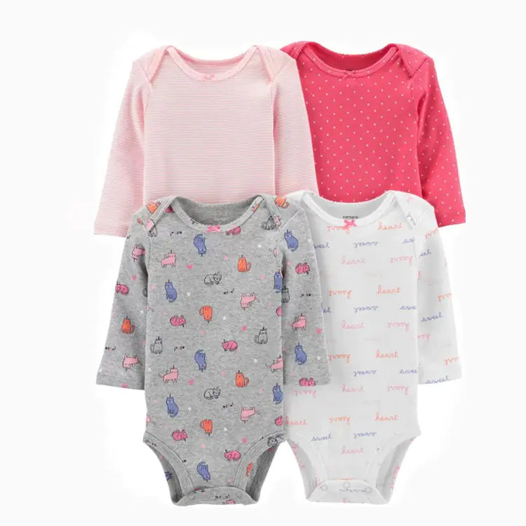 4-Piece Long Sleeve Baby Bodysuit Set for Spring/Fall