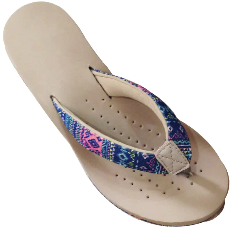 Ethnic Style Wedge Flip Flops with Thick Sole