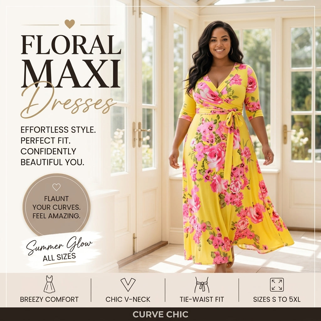 Plus Size Floral Print Dress