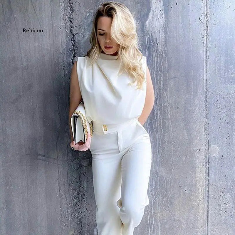 Women's Sleeveless Solid Color Round Neck Shirt