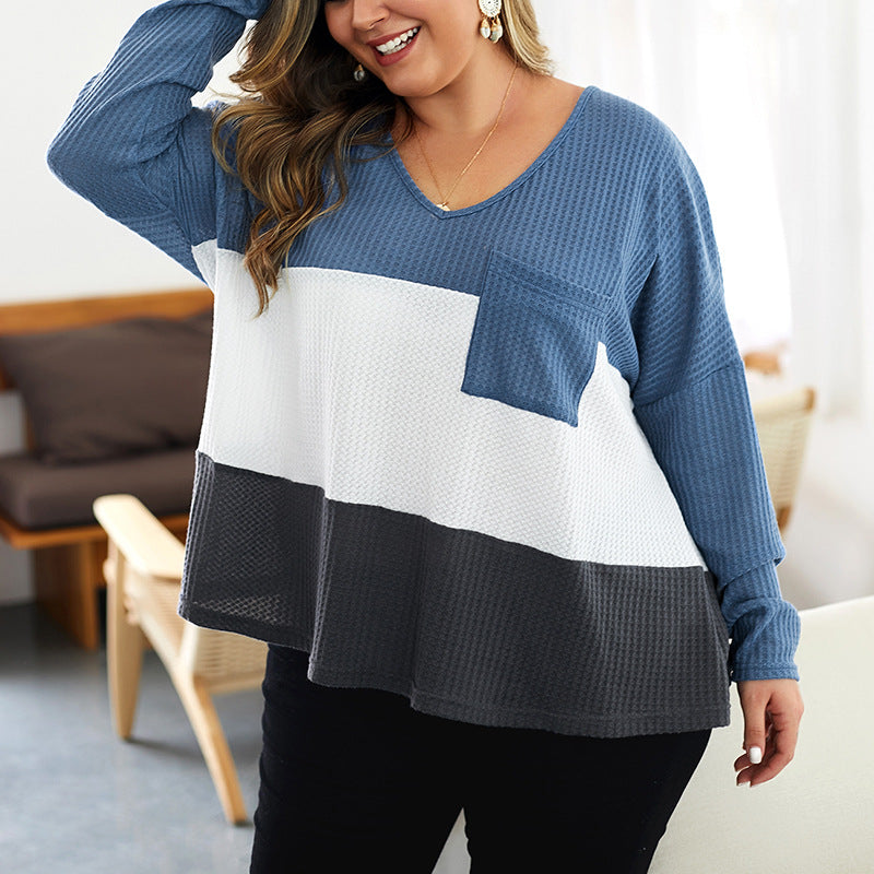 Plus Size Women's Knitted Sweater with Long Sleeves