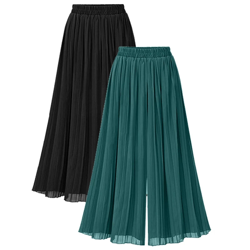 Plus Size Loose Chiffon Wide Leg Pants for Summer