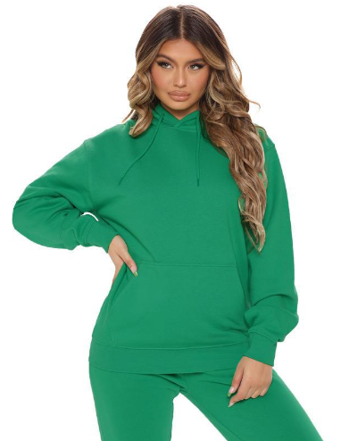 Plus Size Casual Solid Color Hooded Sweater Set