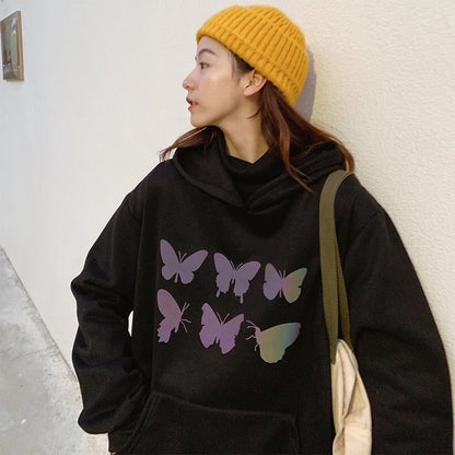 Women's Plus Size Loose Hooded Fleece Sweater