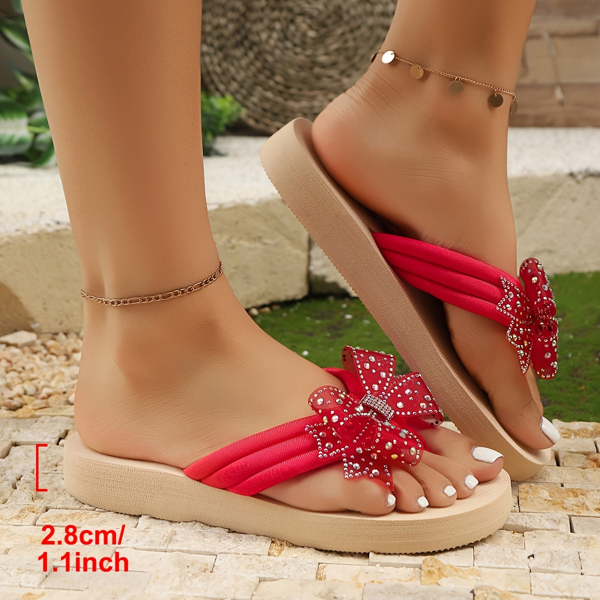Women's Glitter Bow Flip-Flops