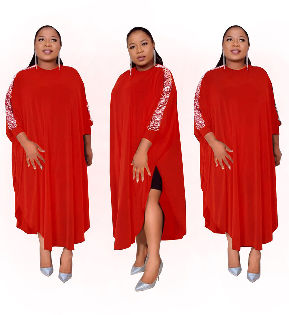 Sequin Patchwork Plus Size Dress for Moms