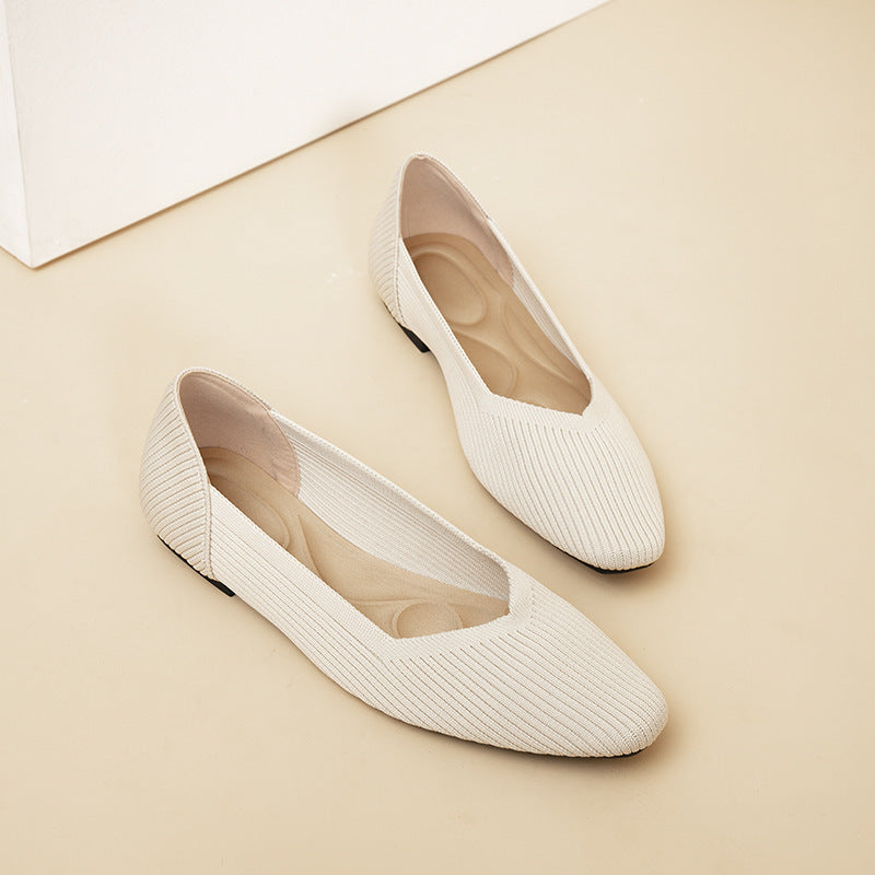 Knitted Flat Shoes with Soft Sole for Women