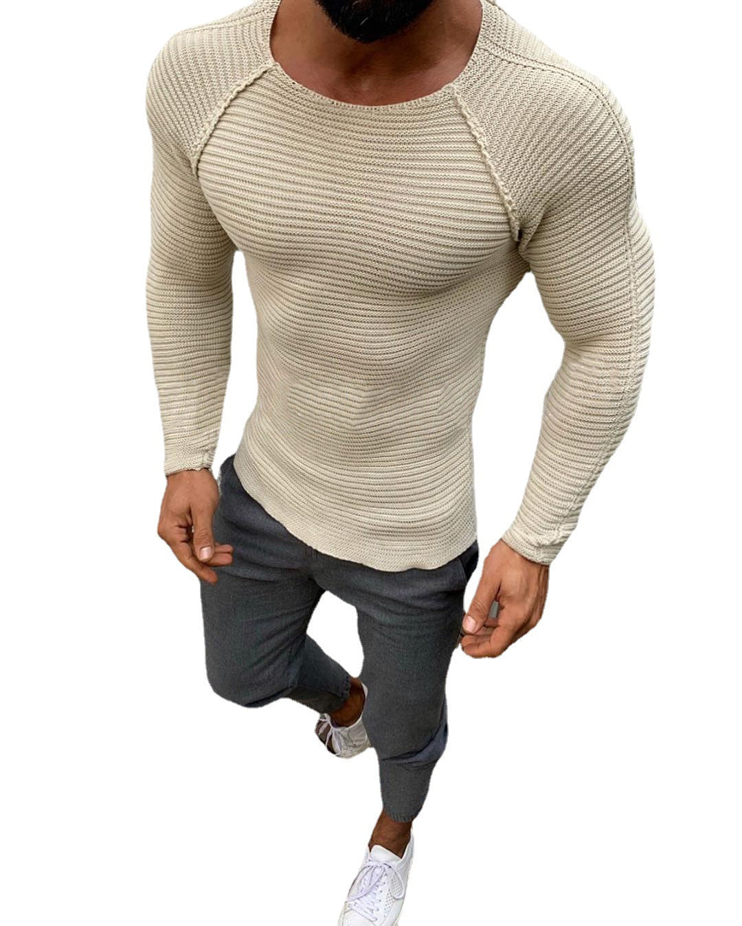 Fall Winter Men's Slim Fit Knit Sweater
