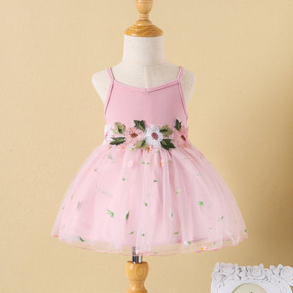 Thin Gauze Baby Girl's Dress with Shoulder Straps