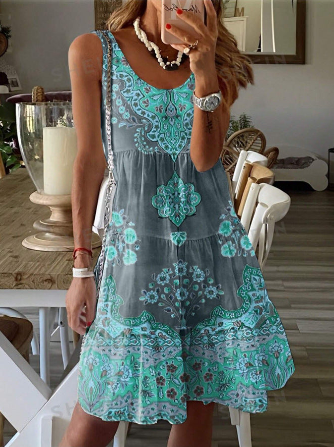 Women's Summer Floral Print Sleeveless Dress